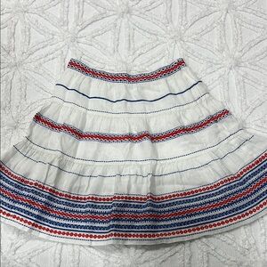 Club MonacoWhite and Blue Embroidered Women's Skirt